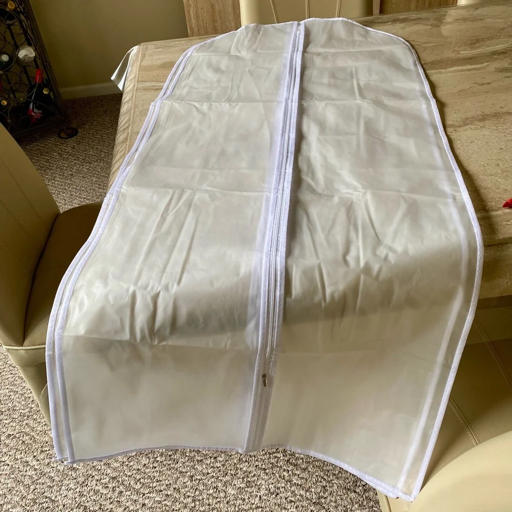 Clear White Garment Bag with Zipper - Home Storage & Organization